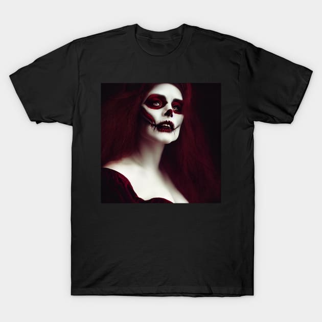 Lady Vampire Halloween T-Shirt by JyFDesignz